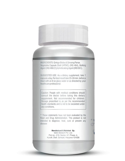 Vokin Biotech Ginseng Ginkgo Extract For Blood Circulation 90 Veg Capsules