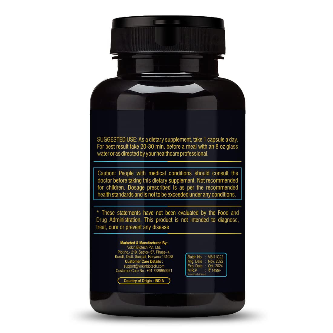 Vokin Biotech Insomnix 60 Capsules with Melatonin 10mg & L-Theanine 100mg Healthy Sleep Cycle | Helps Stress & Anxiety Relief | Improve Concentration