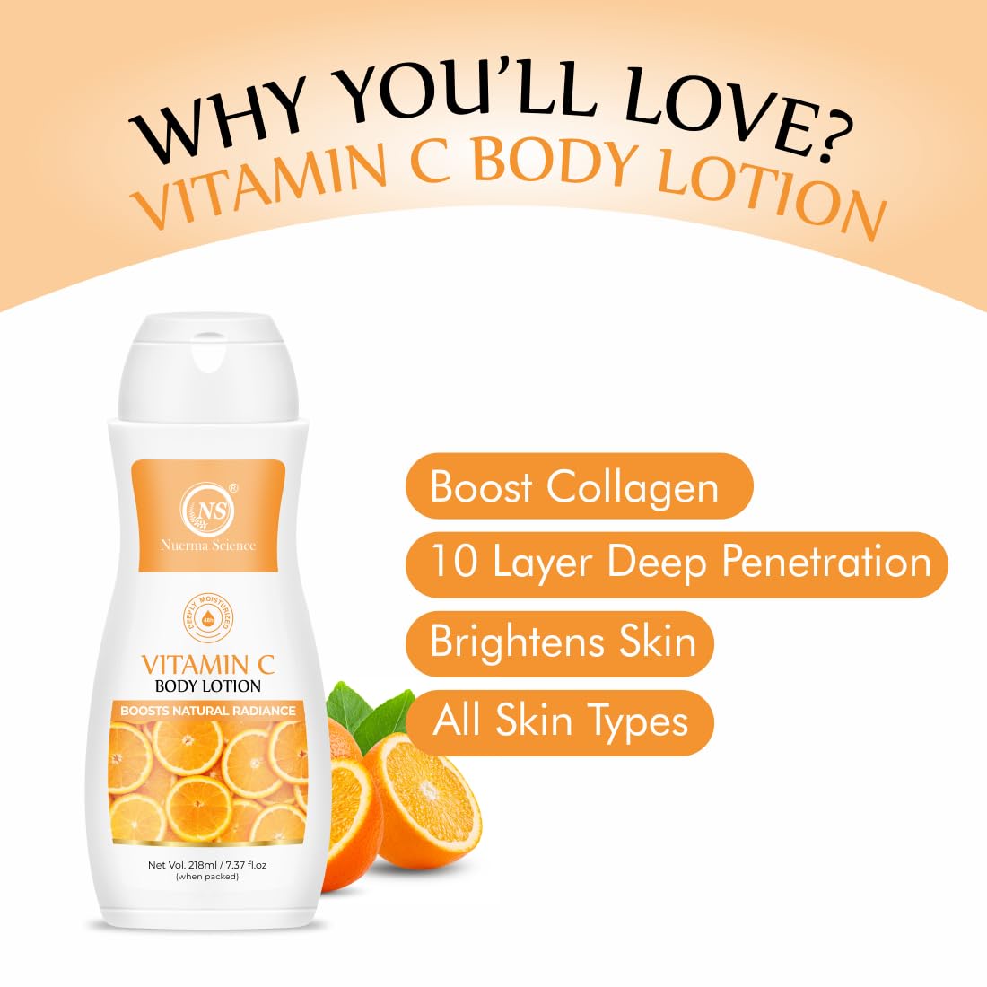 Nuerma Science Vitamin C Moisturizing Body Lotion | Deep Hydrating & Nourishing Body Lotion - Distacart