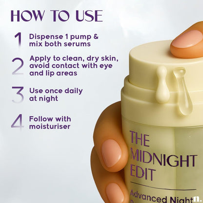Numour Beginner Friendly Retinol Serum | Irritation Free | 0.3% encapsulated Retinol+4 Peptides+5 Ceramides | For Fine Lines & Wrinkles | Dermat Tested, Safe for Sensitive Skin |Face serum for Men & Women | The Midnight Edit Dual Anti-Aging Serum