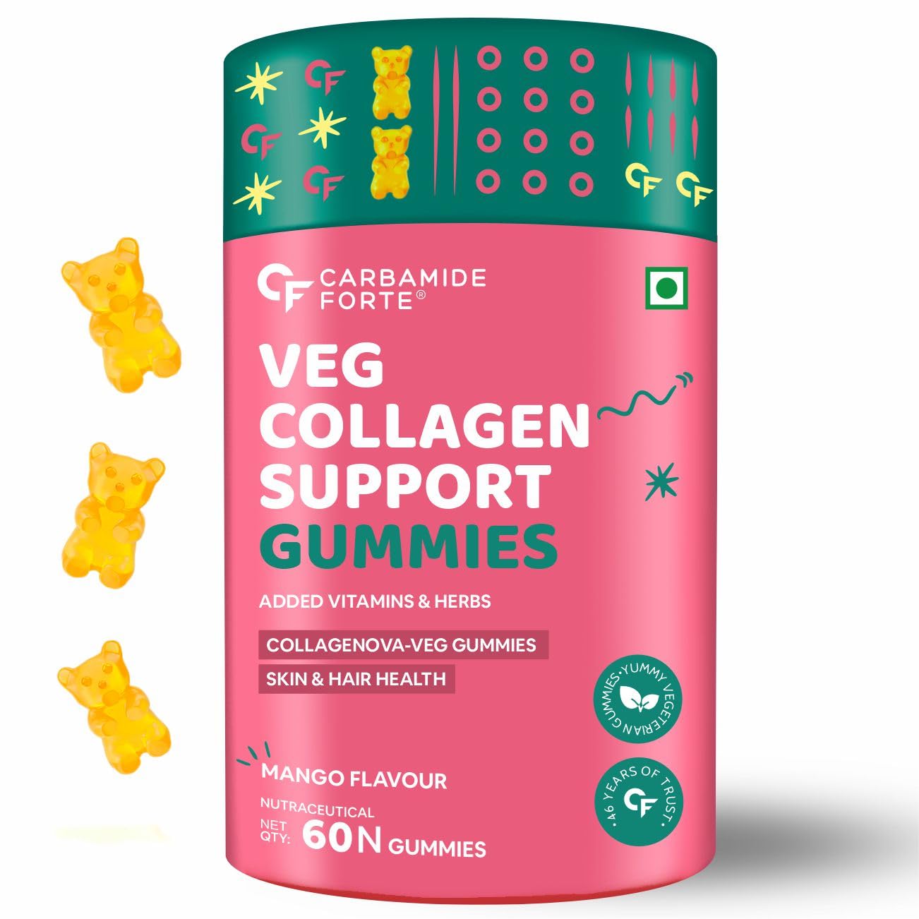 Carbamide Forte Veg Collagen Support Gummies - Mango Flavor - Distacart