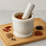 Thumbnail for Jaipur Ace Natural White Marble Mortar and Pestle Set-4x4 Inches (White) - Dista