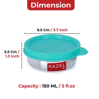 HAZEL Stainless Steel Airtight Containers for Kitchen Storage | Set of 2-150ML Each - Dista