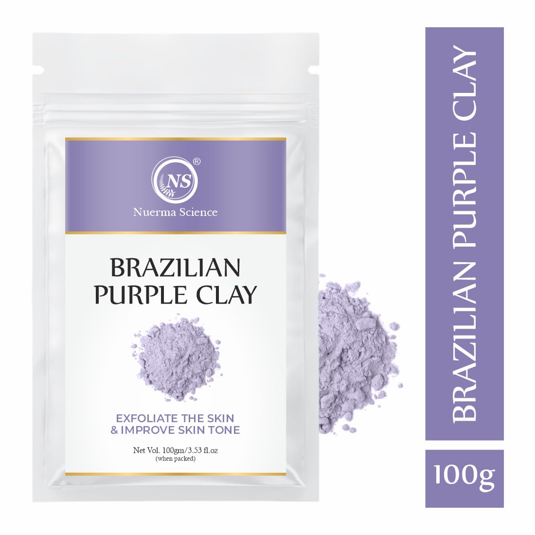 Nuerma Science Brazilian Purple Clay | Exfoliates Skin & Improves Skin Tone - Distacart