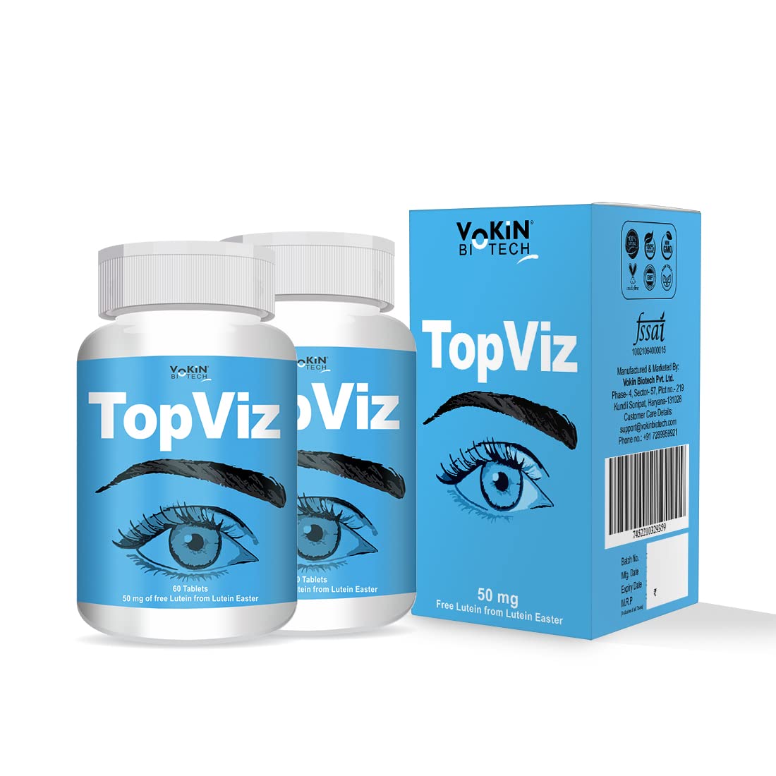 Vokin Biotech Topviz Eye Care Supplement To Improve Vision, Blue Light & Digital Guard (Lutein, Zeaxanthin) - Distacart