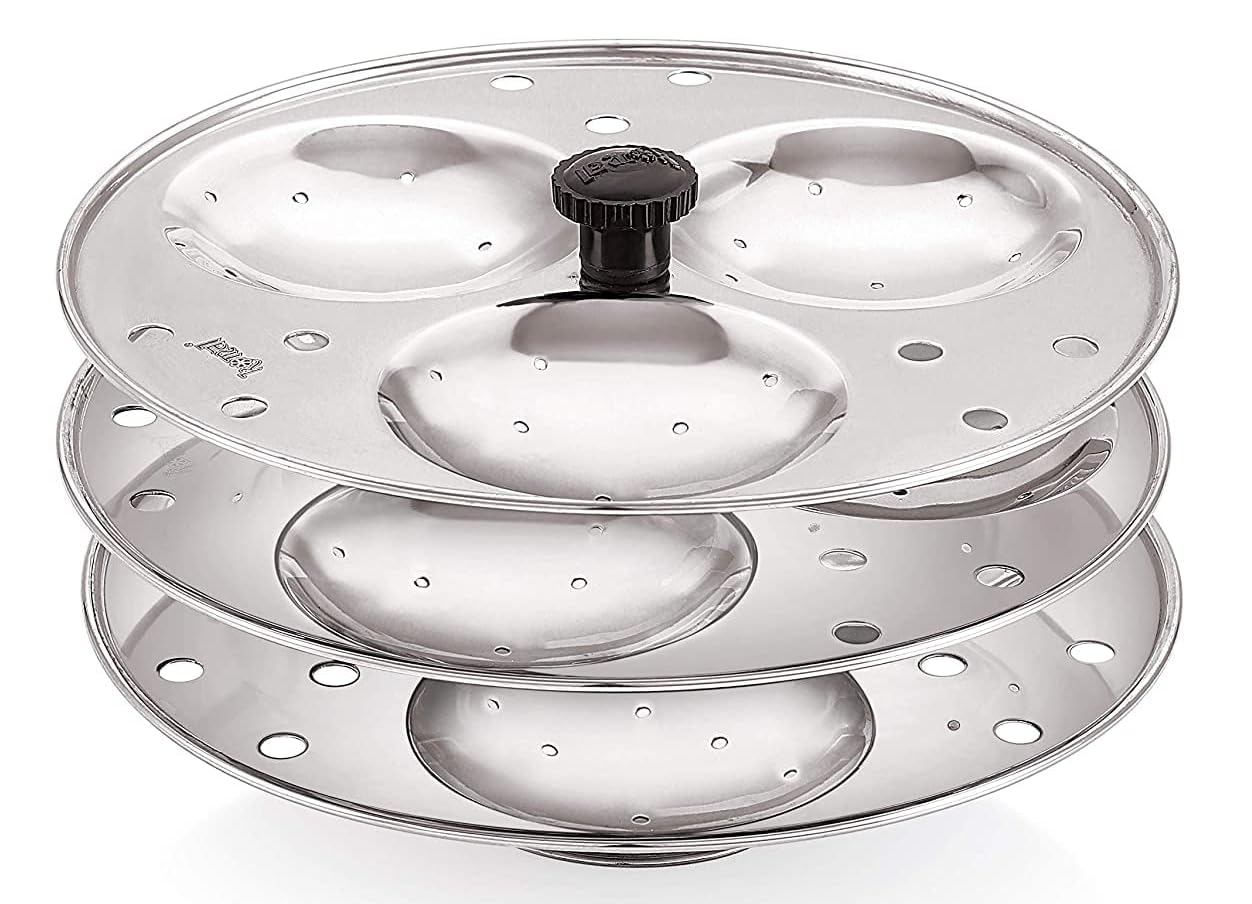 Dynore Stainless Steel Idli Stand Idli Maker 3 x 3 Plates (9 Idli), 9 liter, Silver - Dista