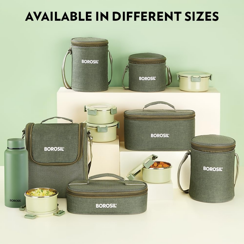 Borosil Glory Green Stainless Steel Lunch Box with Bag - Dista