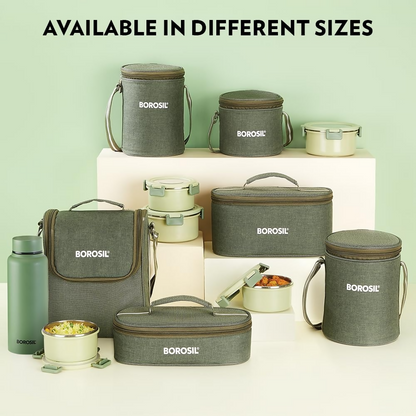 Borosil Glory Green Stainless Steel Lunch Box with Bag - Dista