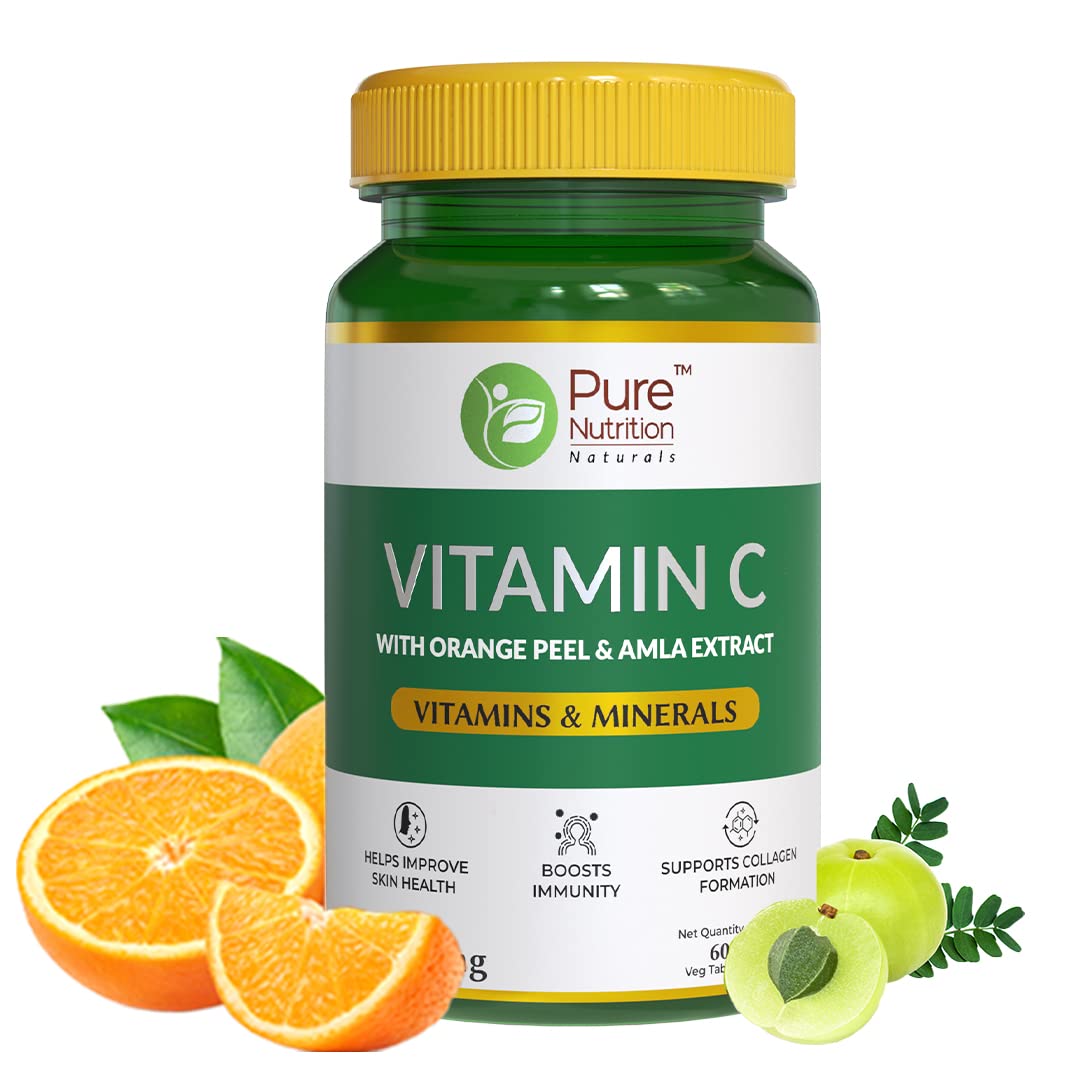 Pure Nutrition Vitamin C with Orange Peel & Amla Extract Veg Tablets - Distacart