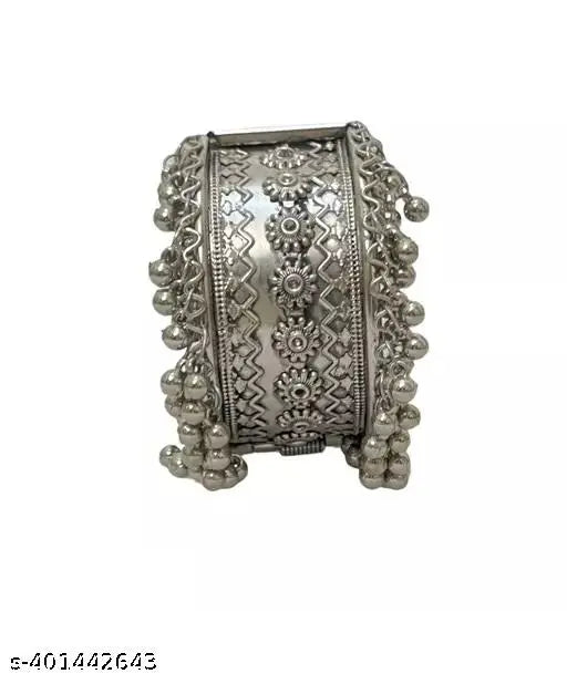 Tehzeeb Creations Women's Oxidised Afghani Style Bangle (Kadha) With Ghungroo