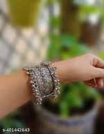 Thumbnail for Tehzeeb Creations Women's Oxidised Afghani Style Bangle (Kadha) With Ghungroo