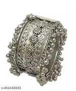 Thumbnail for Tehzeeb Creations Women's Oxidised Afghani Style Bangle (Kadha) With Ghungroo