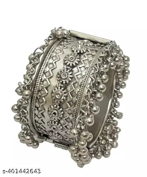 Tehzeeb Creations Women's Oxidised Afghani Style Bangle (Kadha) With Ghungroo