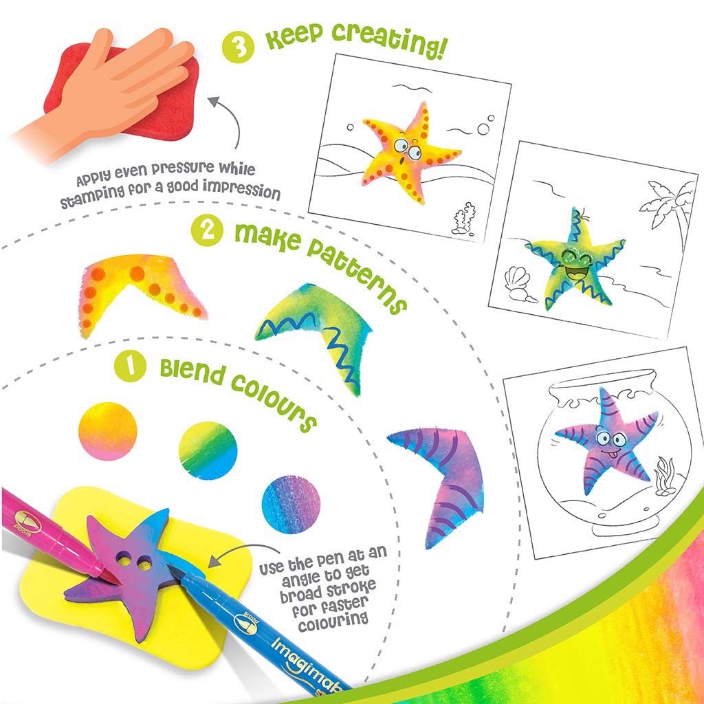 Imagimake Stamp Art Animal Kingdom | Crafts for Kids Ages 3-5 | Stamps with Easy Blending Pens | Arts and Crafts for Kids Ages 3-5 | Gifts for Toddlers | Gifts for Girls & Boys 3, 4, 5 Years