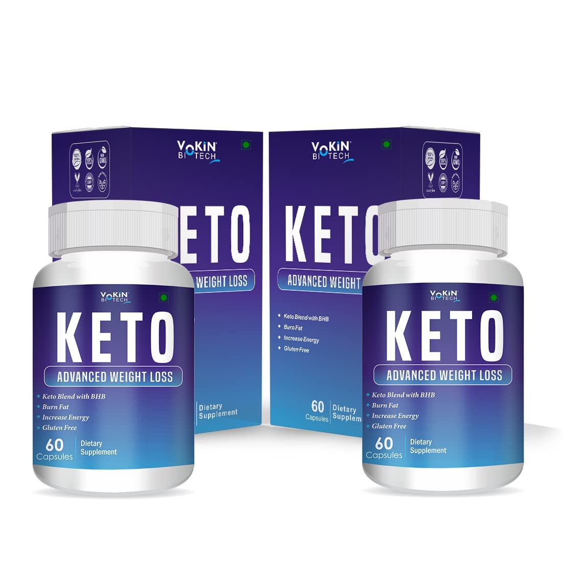 Vokin Biotech Keto Capsules Ultra Weight Loss Fat Burner Supplement with (Green Tea + Garcinia Cambogia + Green Coffee) Extract 60 Capsules