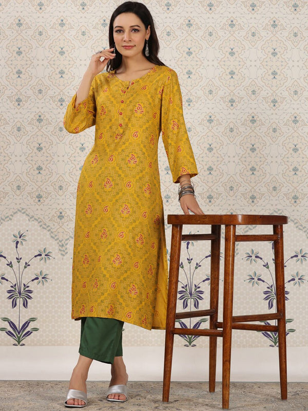 Ode by House of Pataudi Ethnic Motifs Printed Straight Kurta - Distacart