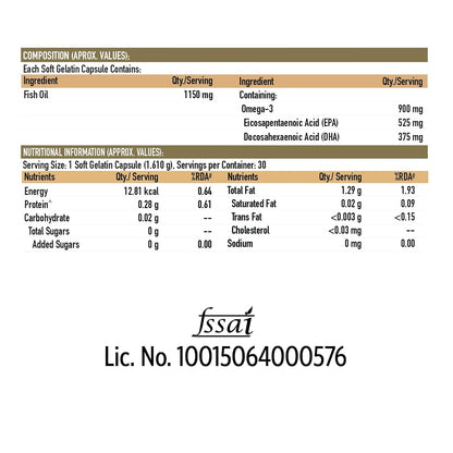 TrueBasics Ultra Omega 3 Fish Oil Capsules for Women & Men - Distacart