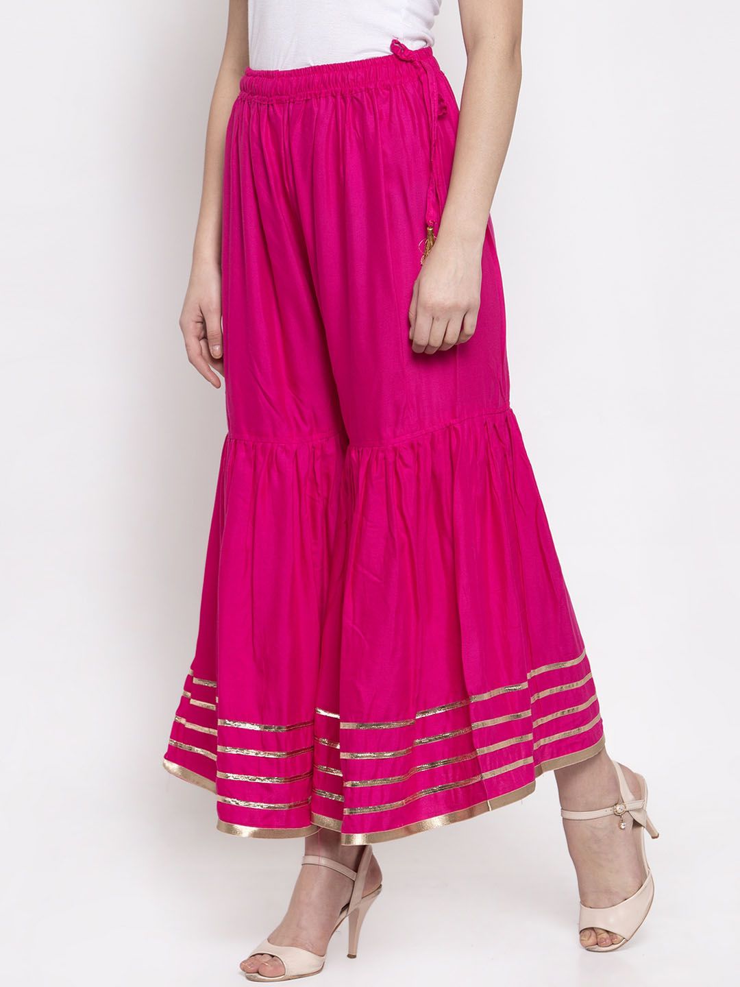 TAG 7 Women Pink Hem Design Flared Sharara - Distacart