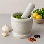 Thumbnail for Jaipur Ace Natural White Marble Mortar and Pestle Set-4x4 Inches (White) - Dista