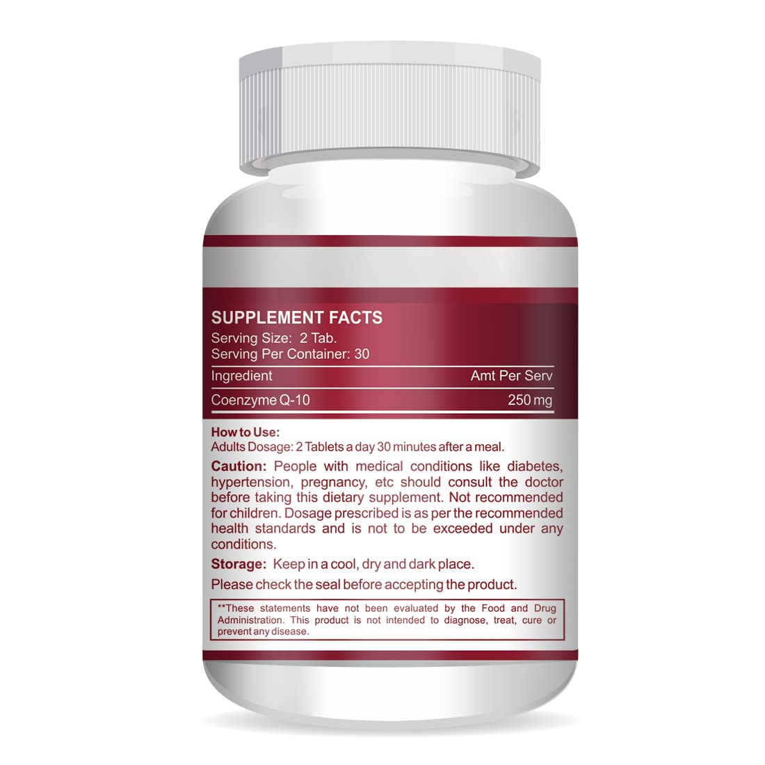 Vokin Biotech Natural Coenzyme Q-10 Rich in Antioxidant, Support Heart Health & Boosts Energy 250 mg (60 Tablets)