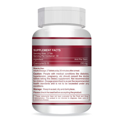 Vokin Biotech Natural Coenzyme Q-10 Rich in Antioxidant, Support Heart Health & Boosts Energy 250 mg (60 Tablets)