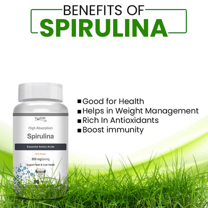 Vokin Biotech Spirulina- Support Heart Health and Liver Health -800mg (90 Capsules)
