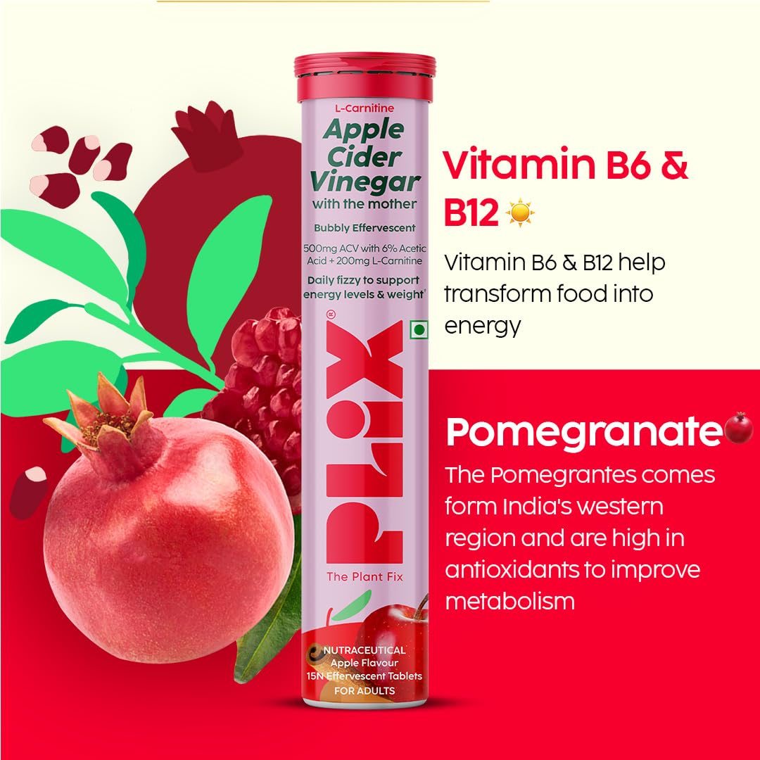 PLIX The Plant Fix L-Carnitine ACV Effervescent Tablets - Apple Burst