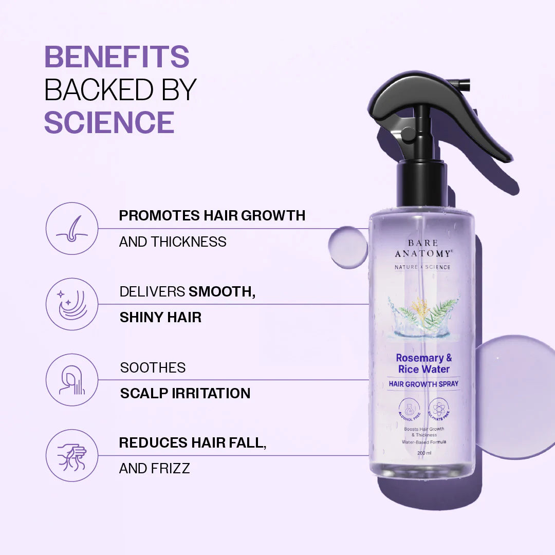 Bare Anatomy Rosemary & Rice Water Hair Growth Spray - Distacart