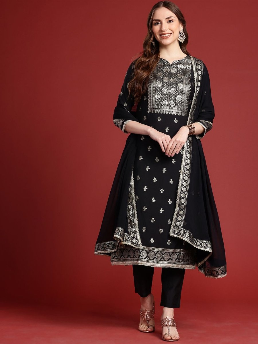 Anouk Ethnic Motifs Printed Kurta with Trousers & Dupatta - Distacart