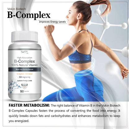 Vokin Biotech 100% Natural Vitamin B-Complex - Quinoa Sprout - Capsules