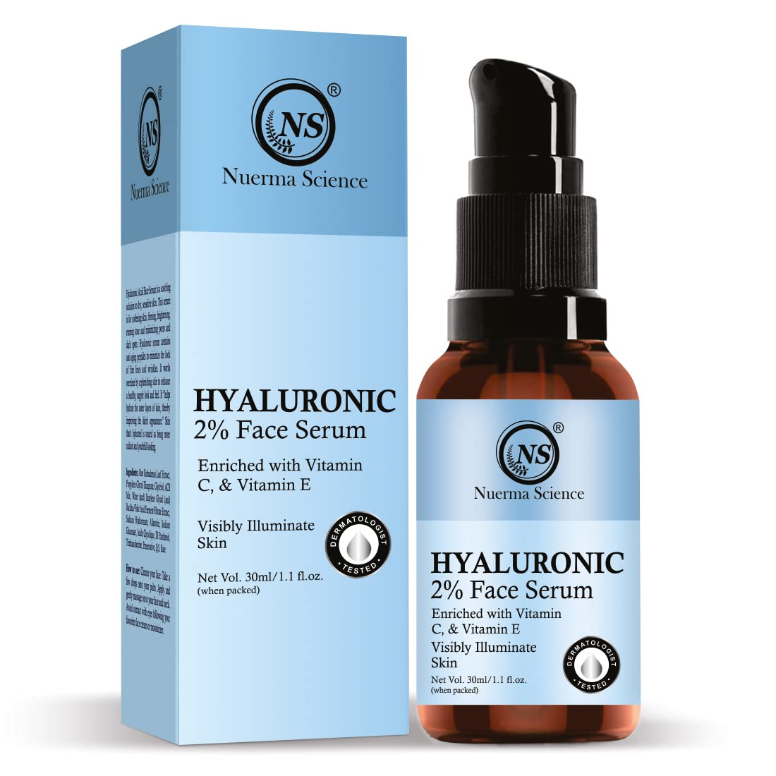Nuerma Science 2% Hyaluronic Acid Face Serum | Hydrates, Firms & Brightens - Distacart
