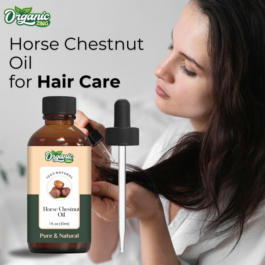 Organic Zing Horse Chestnut (Aesculus hippocastanum) Oil | Pure & Natural Essential Oil for Skincare, Hair Care & Massage
