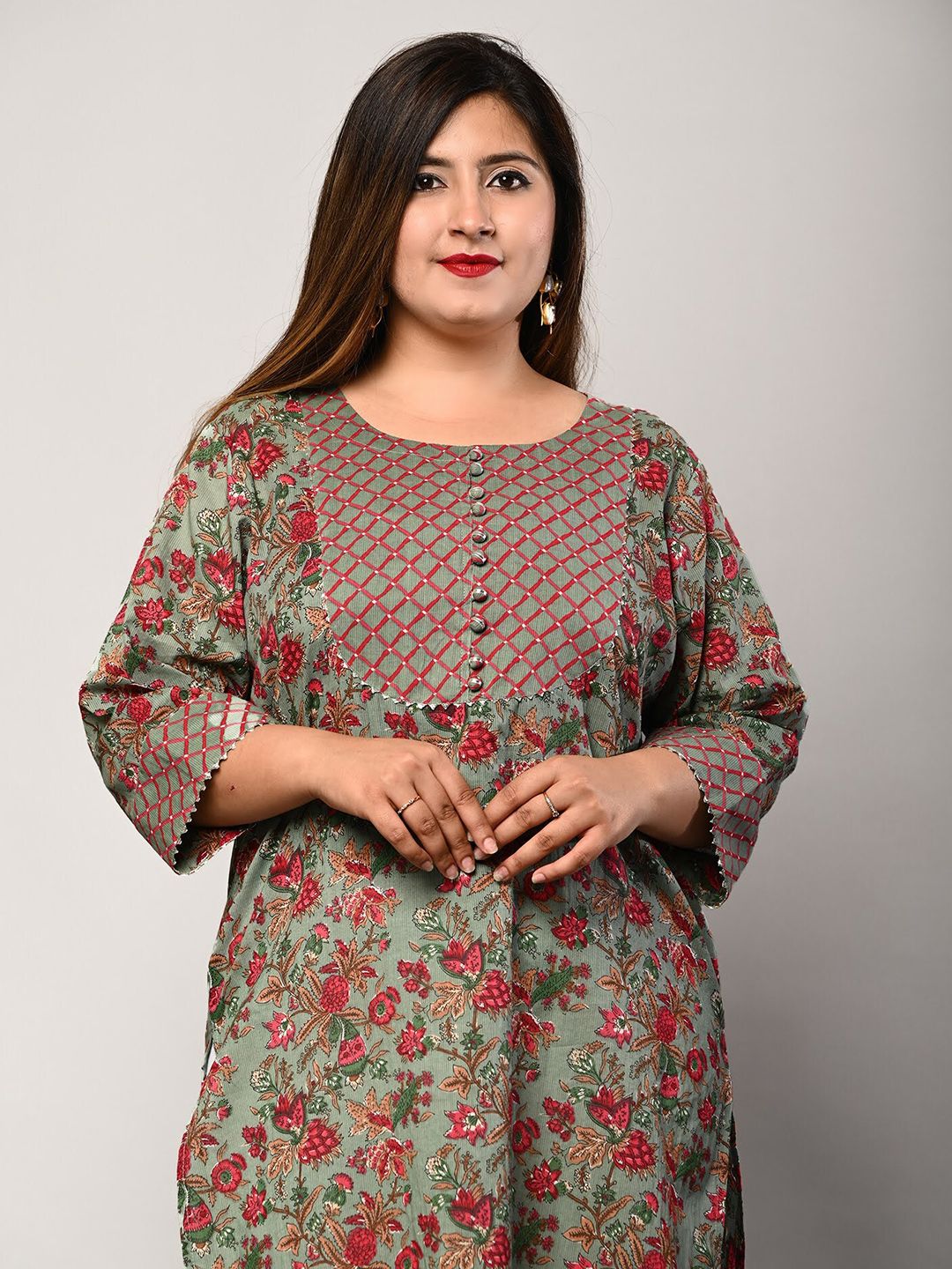 Swasti Women Green Floral Printed Flared Sleeves Floral Kurta - Distacart