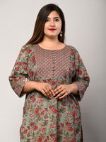 Thumbnail for Swasti Women Green Floral Printed Flared Sleeves Floral Kurta - Distacart