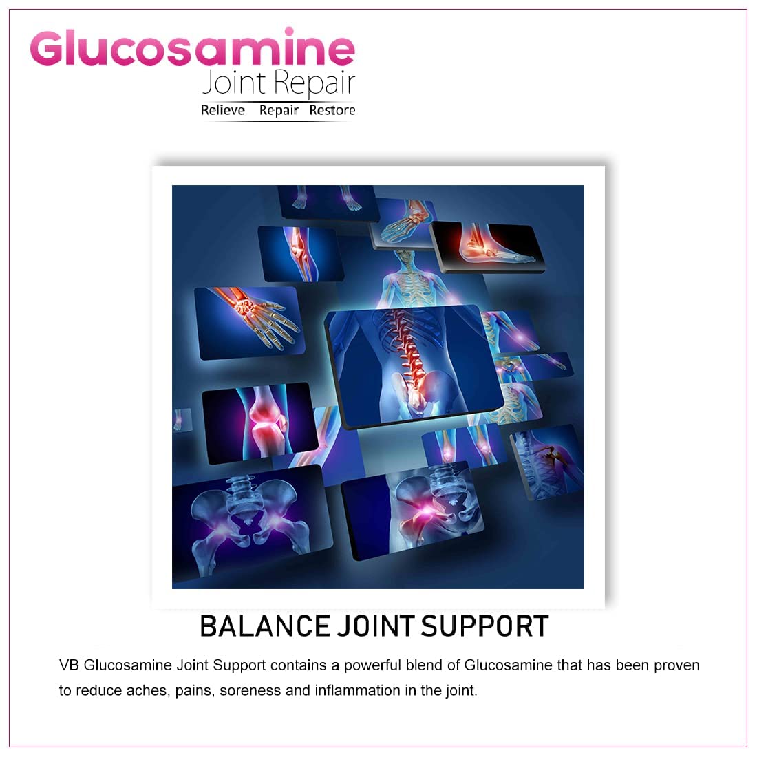 Vokin Biotech Glucosamine 1000mg, MSM 500mg & Chondroitin 500mg Support Joint Pain & Joint Strength 90 Capsules (Glucosamine)