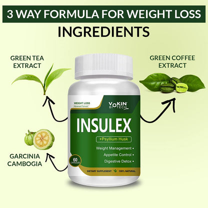 Vokin Biotech Insulex Weight Management | Appetite Control | Digestive Detox (60 Capsules)