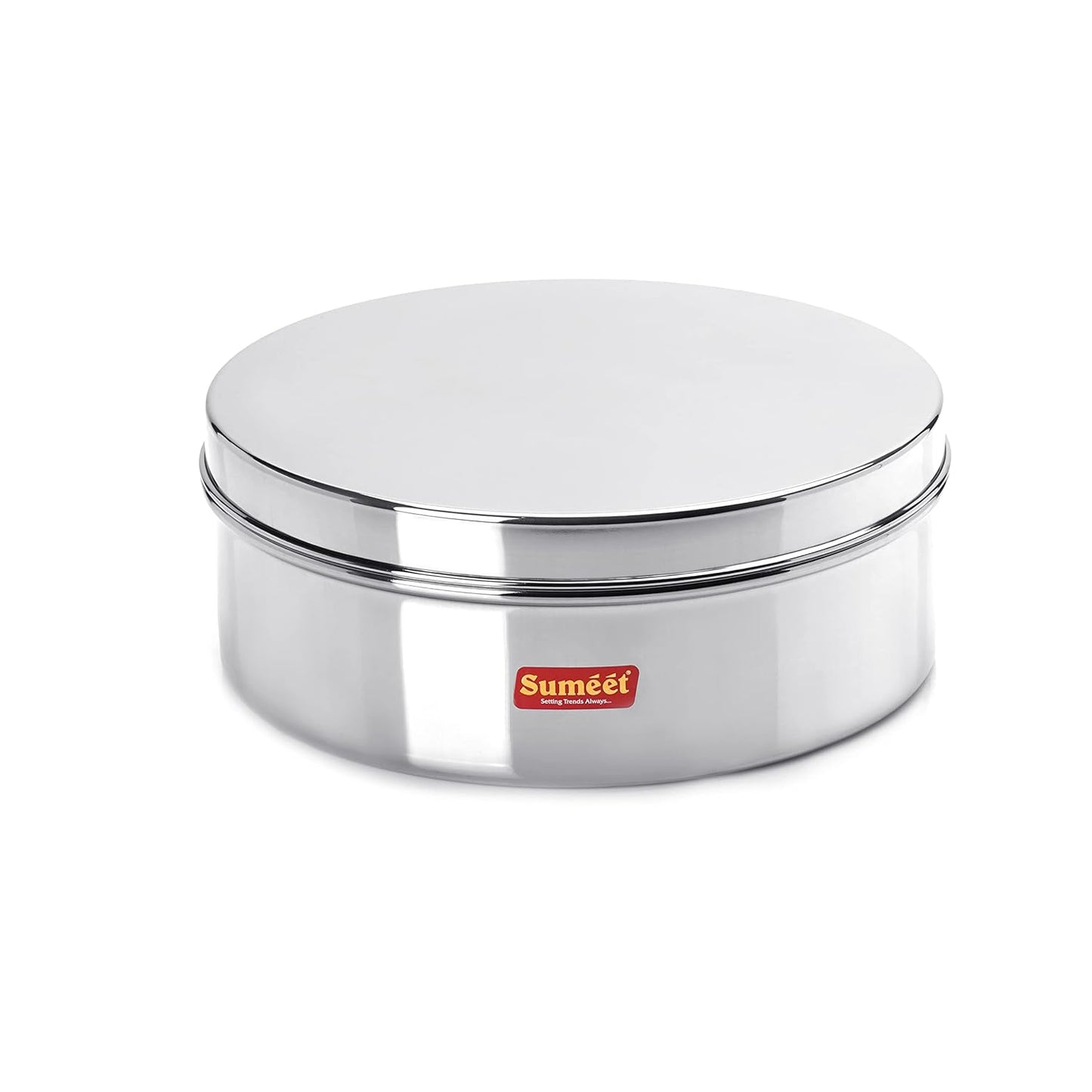 Sumeet Stainless Steel Flat Canister/Storage Container (1.2Ltr) (17Cm) - Dista