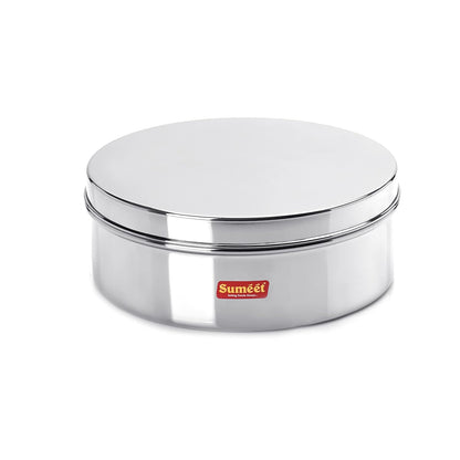 Sumeet Stainless Steel Flat Canister/Storage Container (1.2Ltr) (17Cm) - Dista