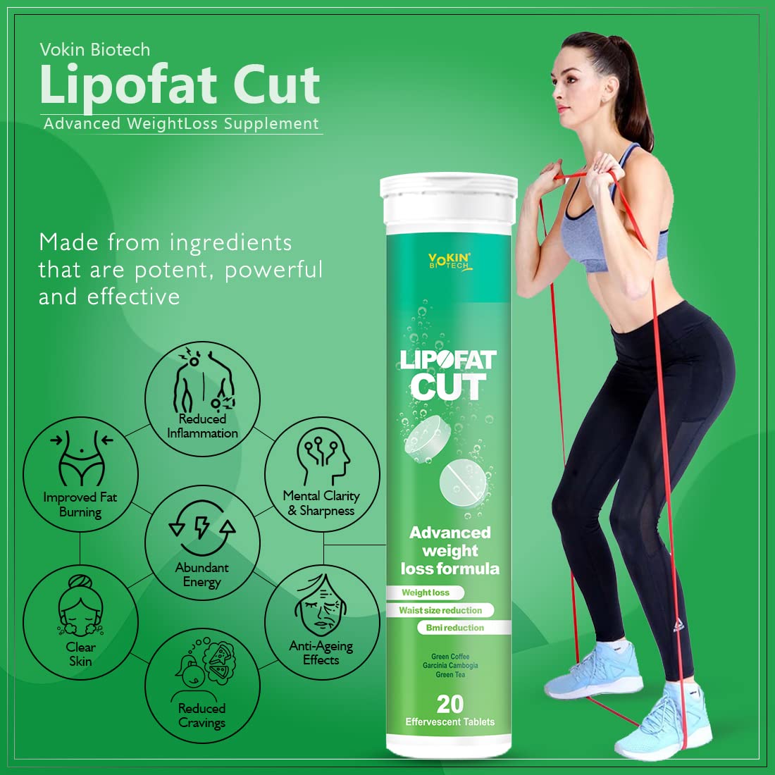 Vokin Biotech LipoFat cut Dietary Supplement Effervescent Water Soluble 20 Tablets