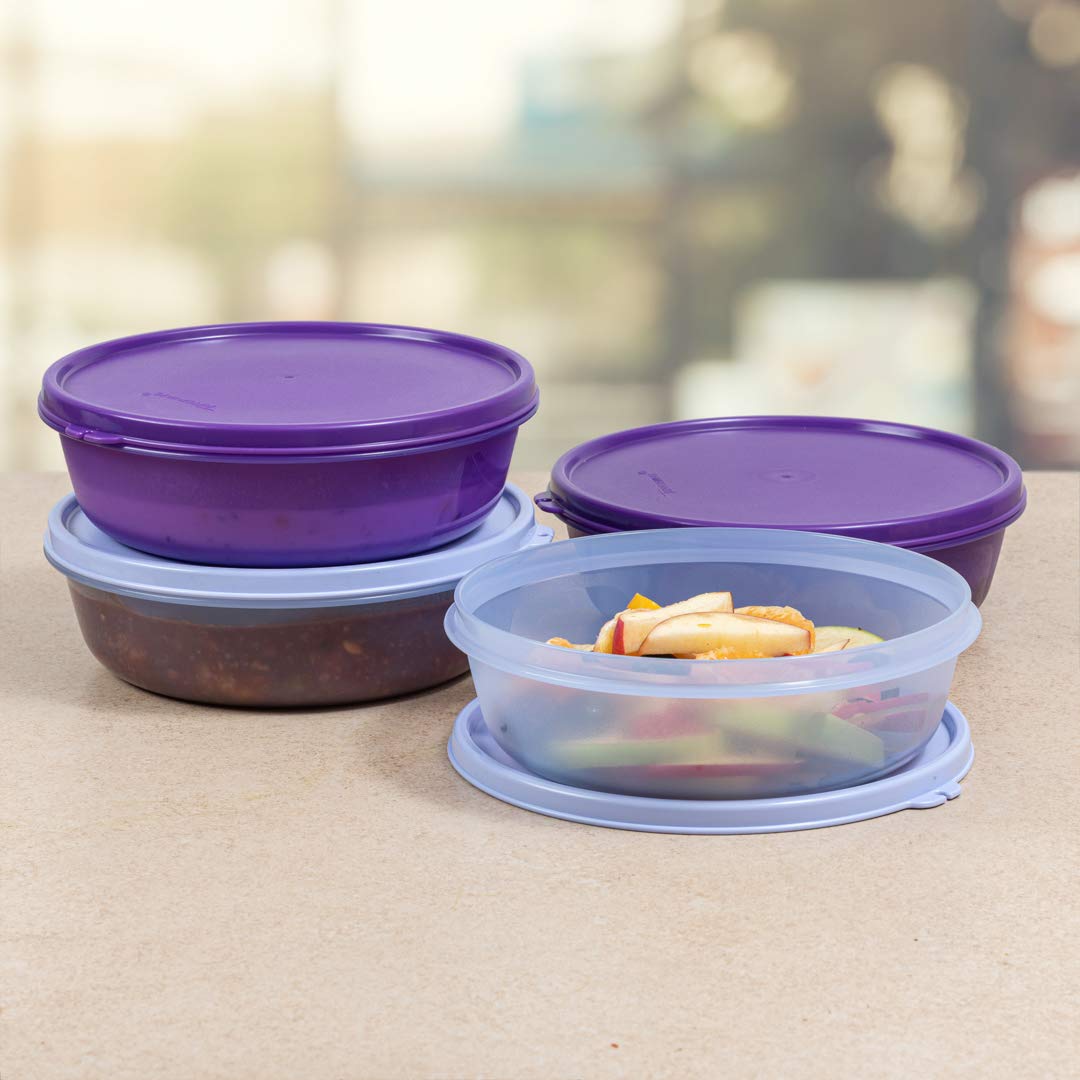 Tupperware. Solid Plastic Bowl - 1000ml, 4 Piece, Multicolour - Dista