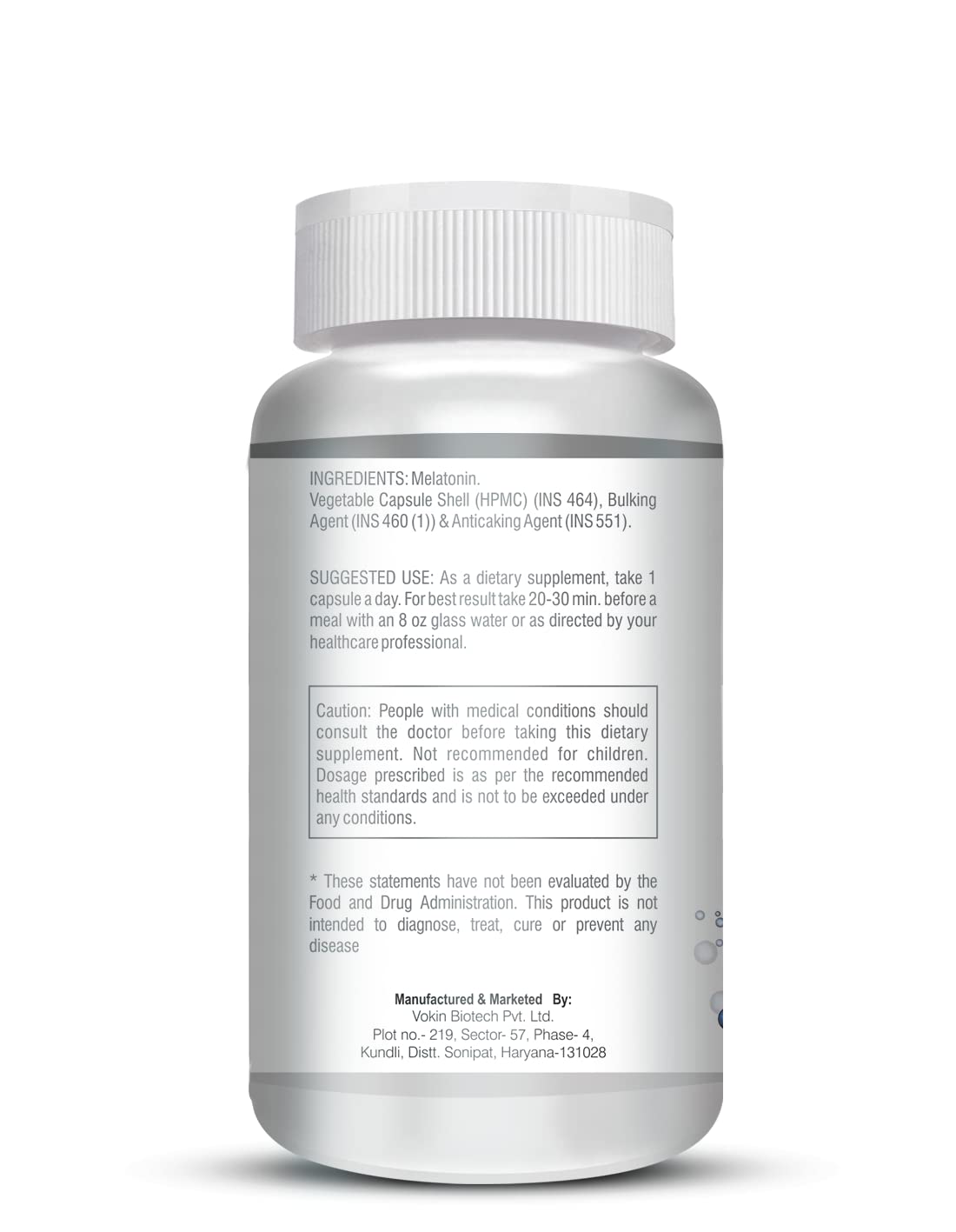 Vokin Biotech Melatonin 3mg Healthy Sleep Cycle | Helps Stress & Anxiety Relief | Improve Concentration 90 Capsules