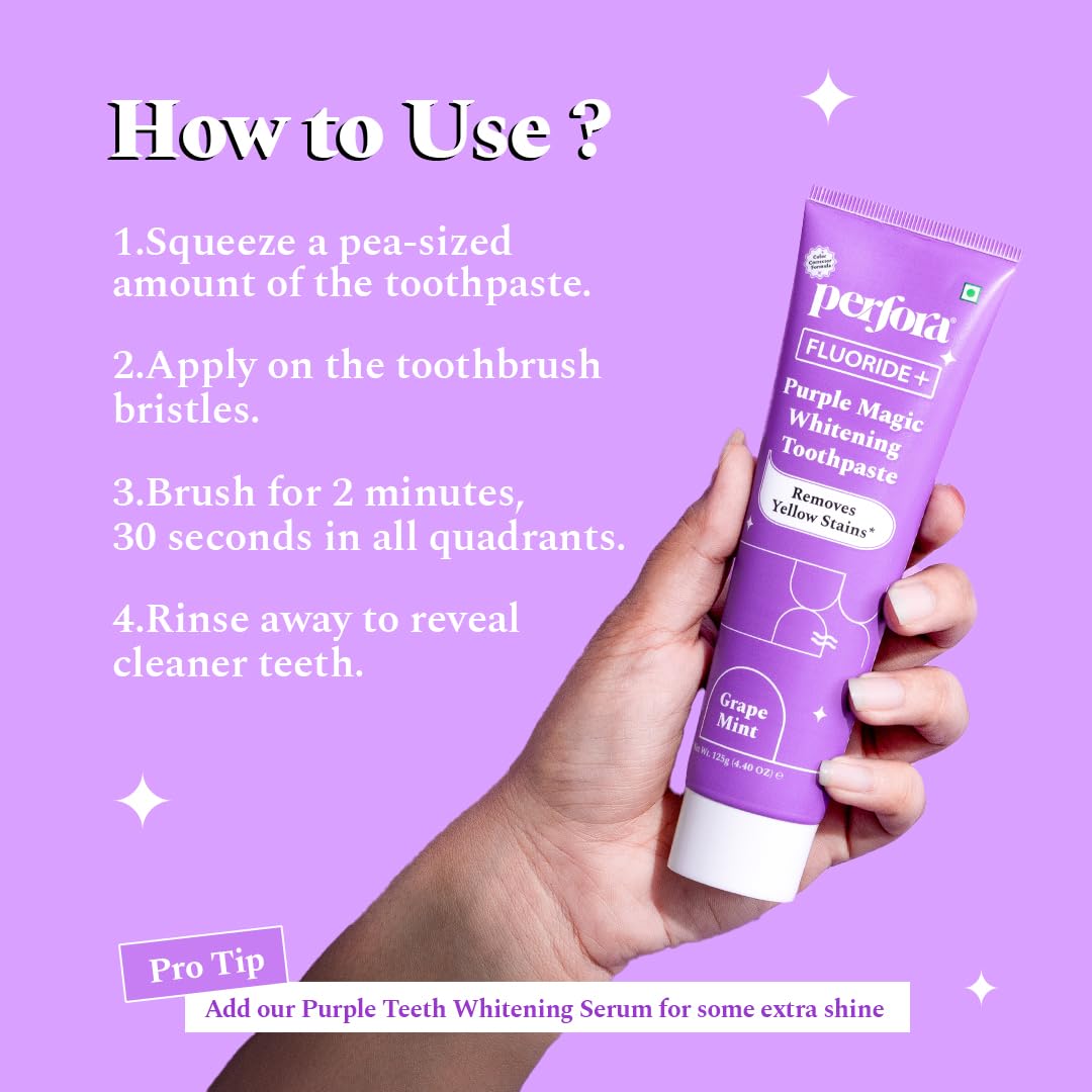 Perfora Fluoride+ Purple Magic Whitening Toothpaste - Distacart