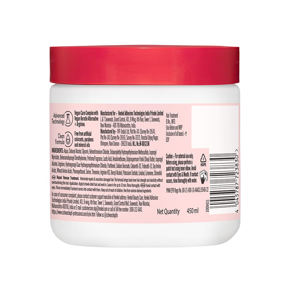 Schwarzkopf Professional Bonacure Repair Rescue Treatment With Arginine Dry Hair Mask - Distacart