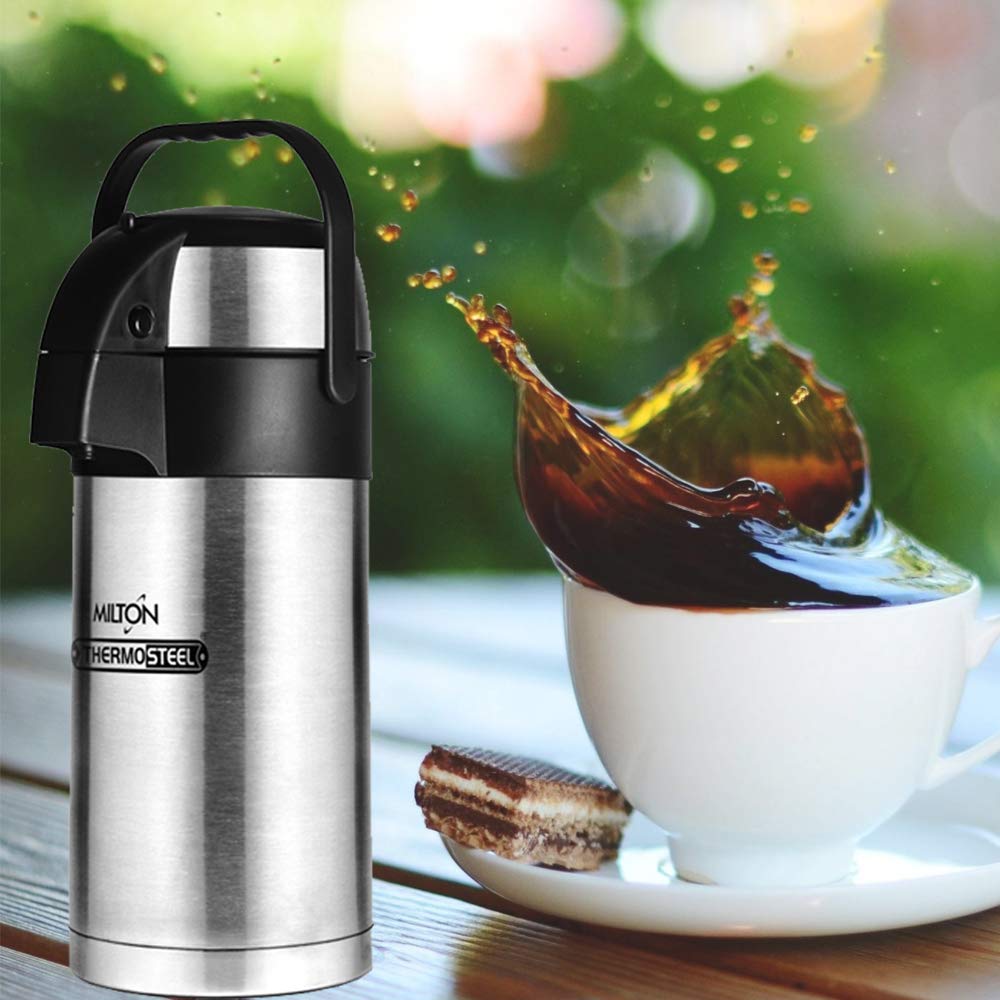 Milton Beverage Dispenser 3500 Stainless Steel for Serving Tea and Coffee, 3.58 Litre, Silver - Dista