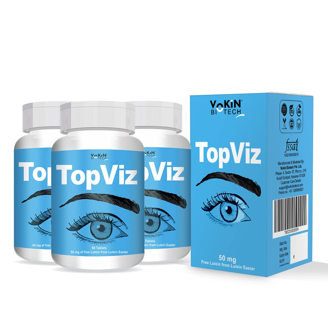 Vokin Biotech Topviz Eye Care Supplement To Improve Vision, Blue Light & Digital Guard (Lutein, Zeaxanthin) - Distacart