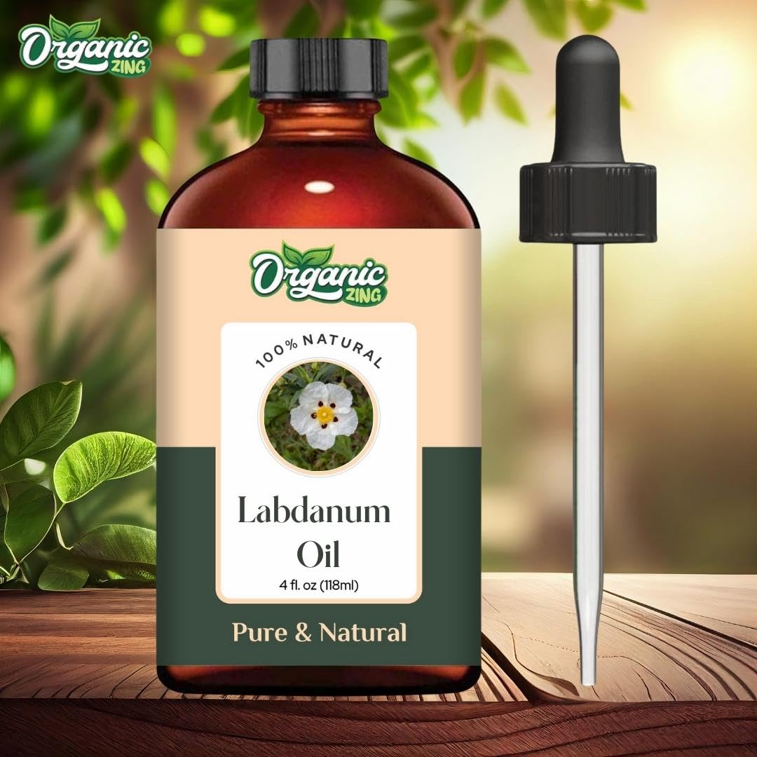 Organic Zing Labdanum (Cistus ladanifer) Oil | Pure & Natural Essential Oil for Skincare, Aroma & Diffusers