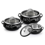 Thumbnail for CELLO Glitter Casserole with Inner Steel 3 Unit, Black - Dista
