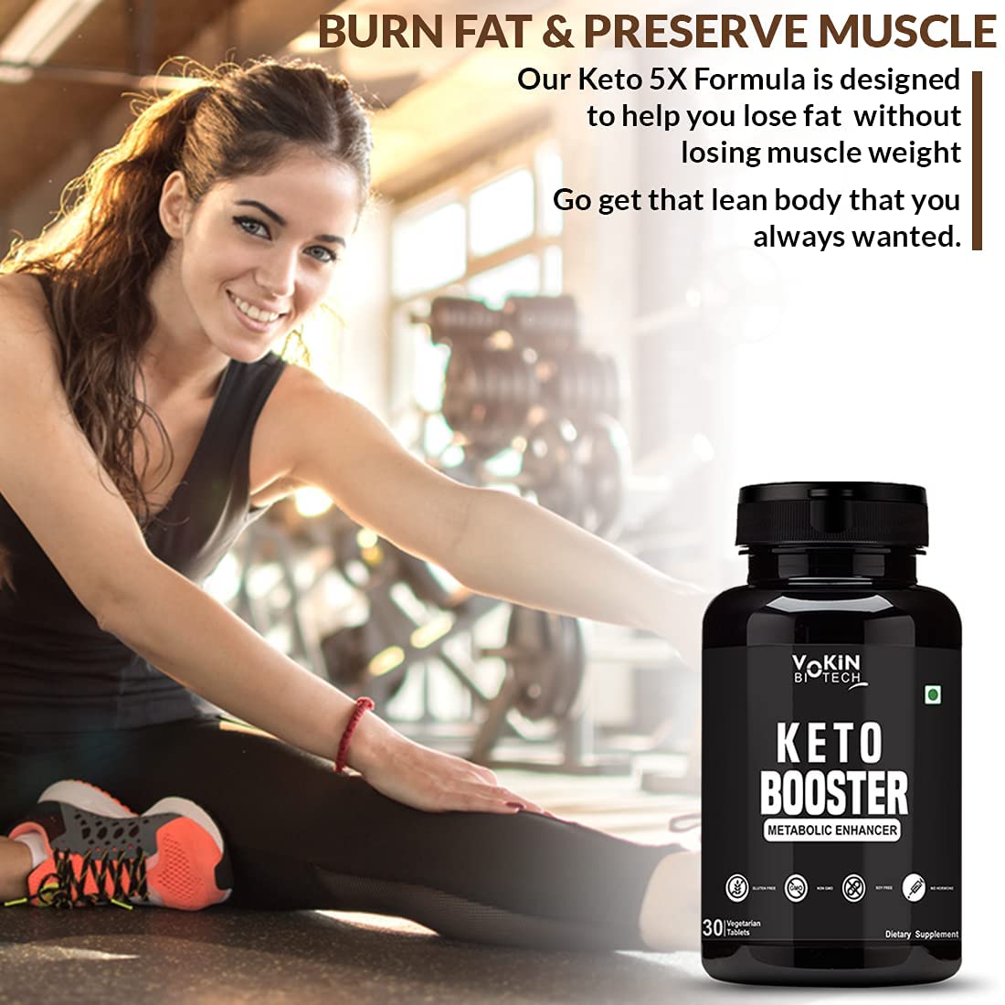 Vokin Biotech Keto Booster Advanced Weight Loss Supplement,Natural Fat Burner 30 Tab