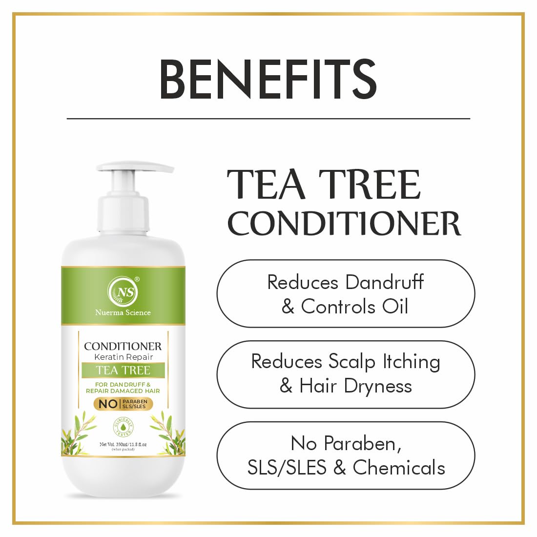 Nuerma Science Keratin Repair Tea Tree Hair Conditioner for Dandruff & Repair Damaged Hair