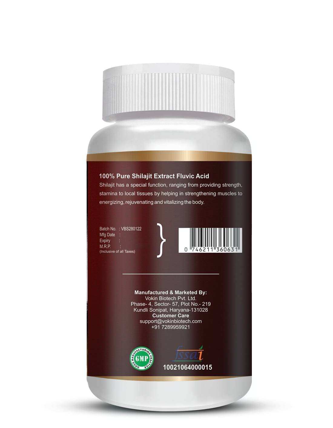 Vokin Biotech Pure Shilajit/Shilajeet Extract 800mg Capsules for Stamina, Enhanced Performance & Muscle Growth – (90 Caps)